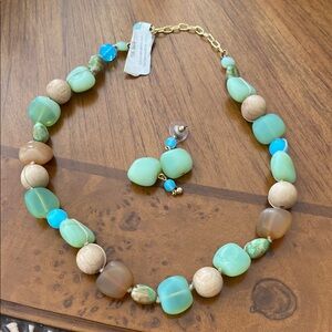 Elegant Green and Blue Beaded Necklace & earrings